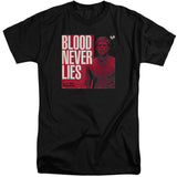 Dexter Tall T-Shirt Blood Never Lies Black Tee - Yoga Clothing for You