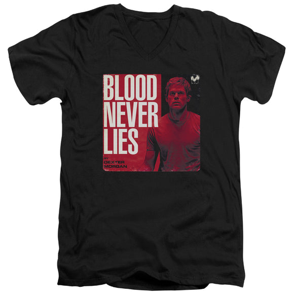 Dexter Slim Fit V-Neck T-Shirt Blood Never Lies Black Tee - Yoga Clothing for You