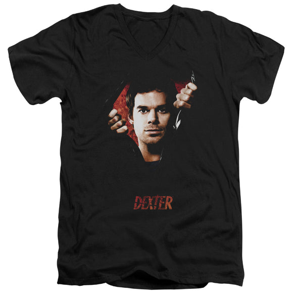 Dexter Slim Fit V-Neck T-Shirt Portrait Black Tee - Yoga Clothing for You