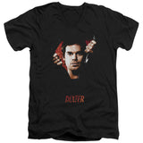 Dexter Slim Fit V-Neck T-Shirt Portrait Black Tee - Yoga Clothing for You