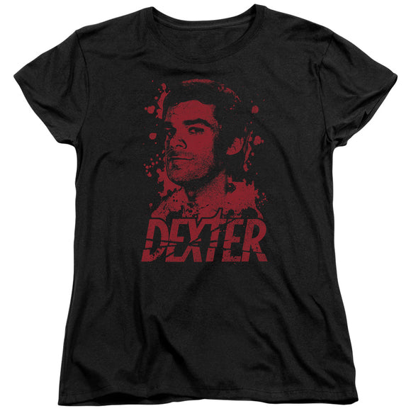 Dexter Womens T-Shirt Blood Splatter Black Tee - Yoga Clothing for You