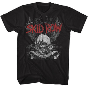 Skid Row T-Shirt Youth Gone Wild Skull and Wings Black Tee - Yoga Clothing for You