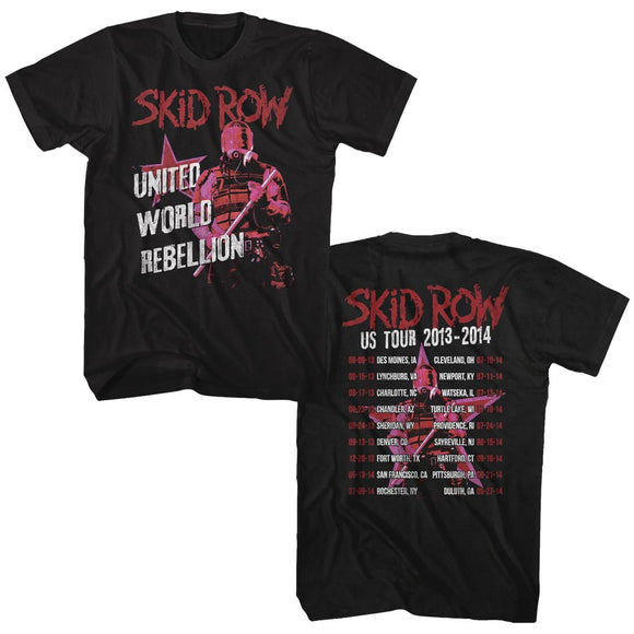 Skid Row T-Shirt United World Rebellion Front and Back Black Tee - Yoga Clothing for You