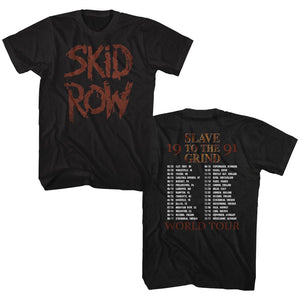 Skid Row T-Shirt Slave to the Grind World Tour Front and Back Black Tee - Yoga Clothing for You