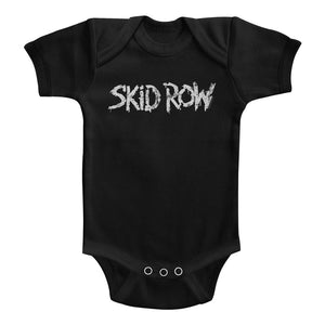 Skid Row Infant Bodysuit White Logo Black Romper - Yoga Clothing for You