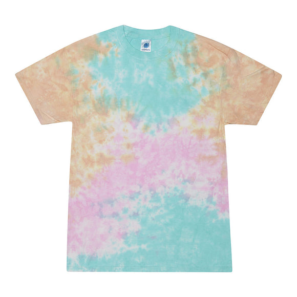 Tie Dye Multi Color Blotched Classic Fit Crewneck Short Sleeve T-shirt for Kids, Snow Cone - Yoga Clothing for You