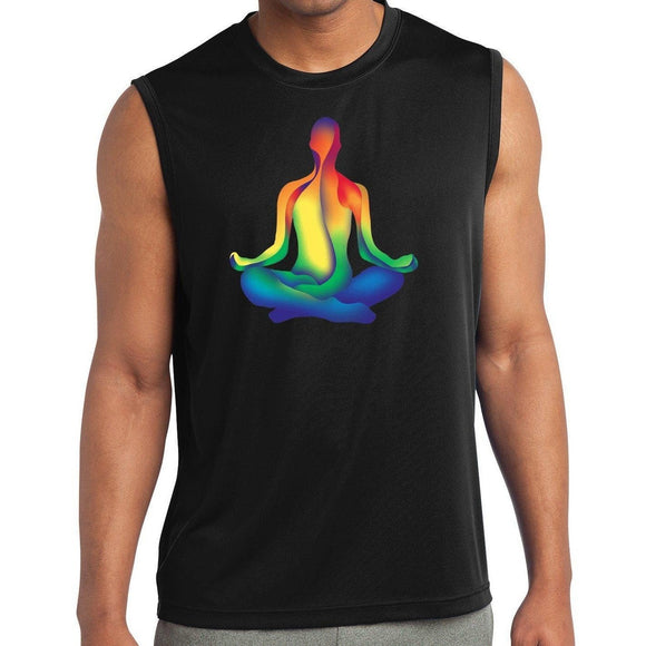 Yoga Clothing for You Men's Chakra Lotus Pose Yoga Muscle Tee Shirt - Yoga Clothing for You