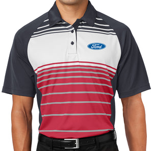 Mens Ford Logo Stripe Polo Shirt - Yoga Clothing for You