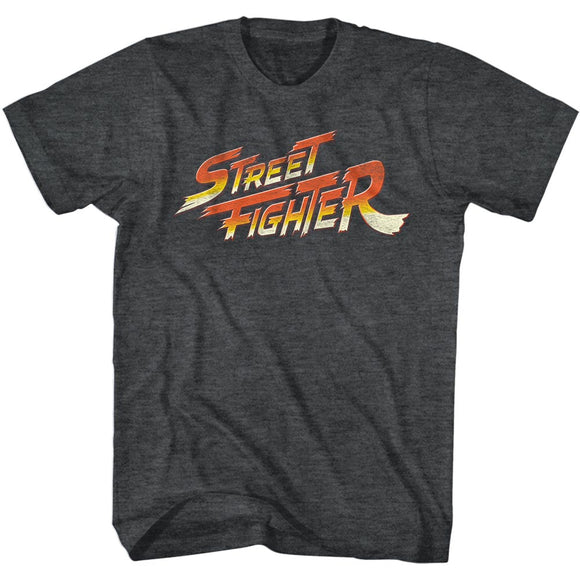 Street Fighter Logo Black Heather Tall T-shirt - Yoga Clothing for You