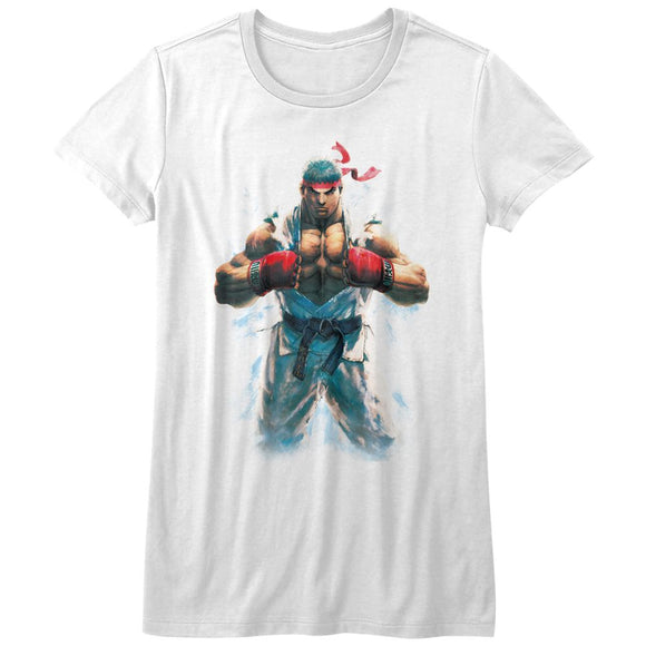 Street Fighter Juniors T-Shirt Ryu Flexing Portrait Tee - Yoga Clothing for You