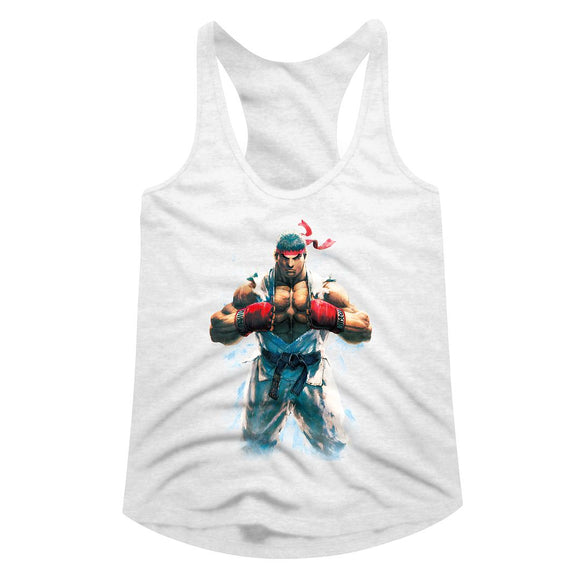 Street Fighter Ladies Racerback Tanktop Ryu Flexing Tank - Yoga Clothing for You