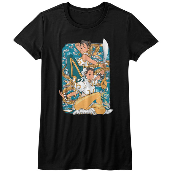 Street Fighter Juniors T-Shirt Chun Li Dragons Portrait Tee - Yoga Clothing for You