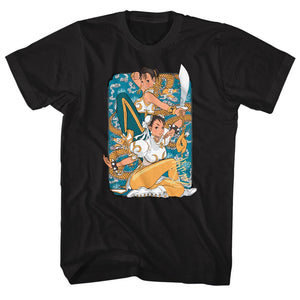 Street Fighter Chun Li Dragons Black T-shirt - Yoga Clothing for You