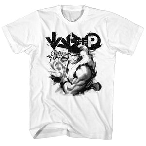 Street Fighter Hadoken Attack White T-shirt - Yoga Clothing for You