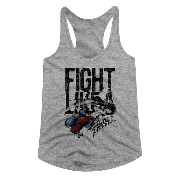 Street Fighter Ladies Racerback Tanktop Fight Like Chun Li Tank - Yoga Clothing for You