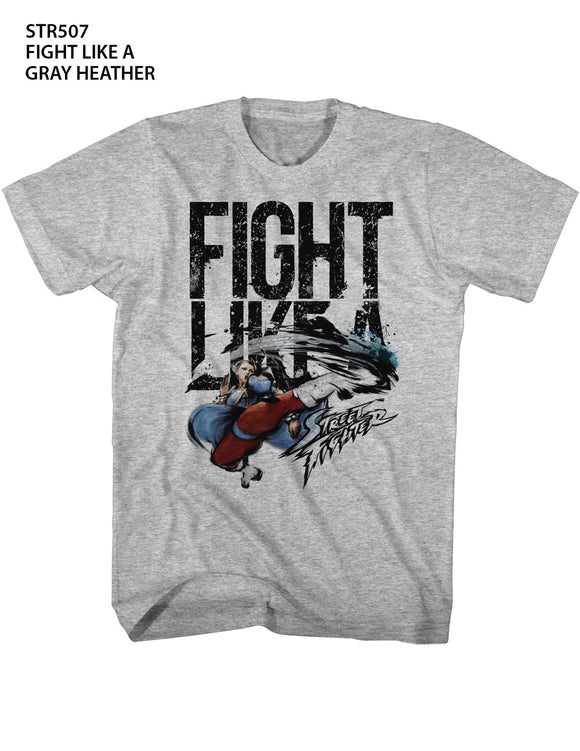 Street Fighter Fight Like Chun Li Grey T-shirt - Yoga Clothing for You