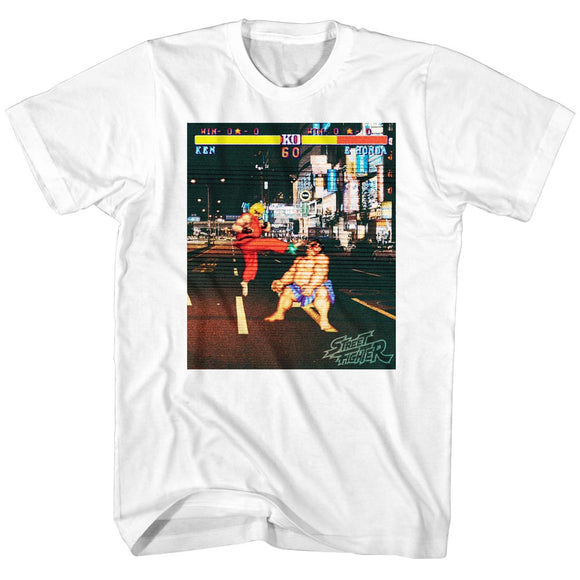 Street Fighter Video Game Ken Vs E. Honda White T-shirt - Yoga Clothing for You