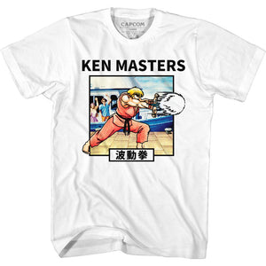 Street Fighter Ken Masters Moves White Tall T-shirt - Yoga Clothing for You