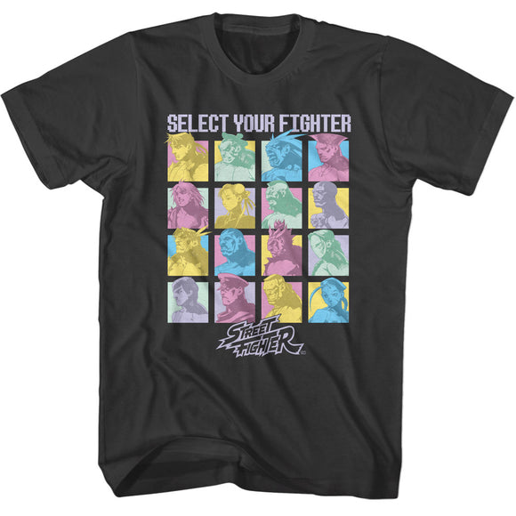 Street Fighter Colorful Select Your Fighter Screen Smoke T-shirt - Yoga Clothing for You