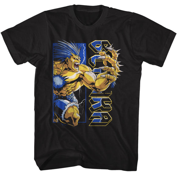 Street Fighter Blanka Character Pose Black Tall T-shirt - Yoga Clothing for You