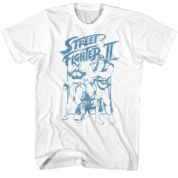 Street Fighter II Ryu Ken and Chun Li White T-shirt - Yoga Clothing for You