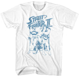 Street Fighter II Ryu Ken and Chun Li White T-shirt - Yoga Clothing for You