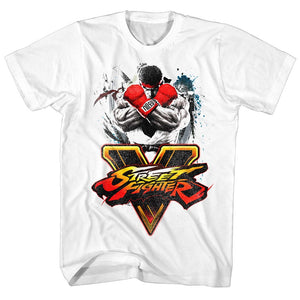 Street Fighter V Logo White Tall T-shirt - Yoga Clothing for You