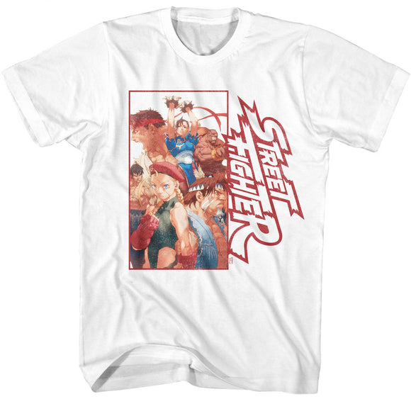 Street Fighter Retro Multi Character Photo White T-shirt - Yoga Clothing for You