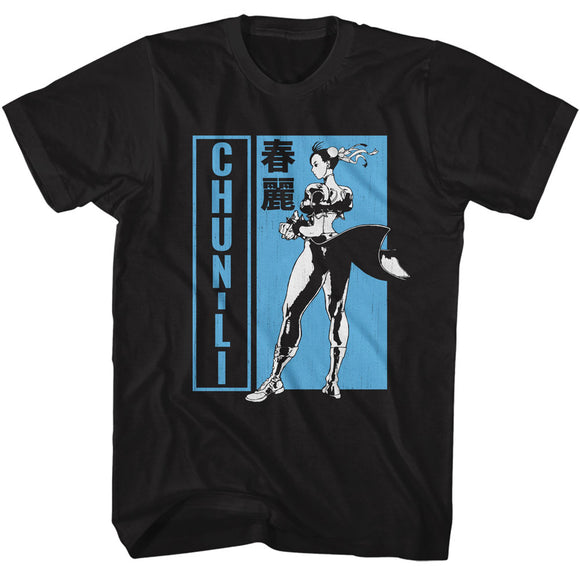 Street Fighter Chun Li Standing Back Pose Black T-shirt - Yoga Clothing for You