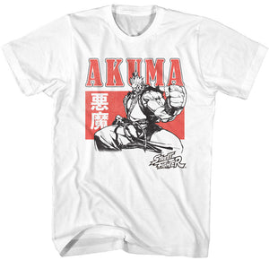 Street Fighter Akuma Stance White T-shirt - Yoga Clothing for You