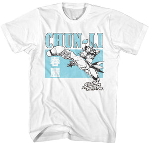 Street Fighter Chun Li Power Lightning Kick White T-shirt - Yoga Clothing for You