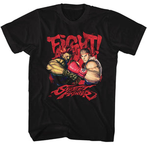 Street Fighter Akuma and Ryu Fight Black T-shirt - Yoga Clothing for You