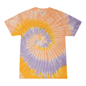 Tie Dye Multi Color Spiral Swirl Classic Fit Crewneck Short Sleeve T-shirt for Kids, Sunflower - Yoga Clothing for You
