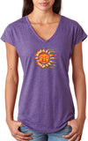 Sleeping Sun Triblend V-neck Yoga Tee Shirt - Yoga Clothing for You