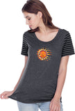 Sleeping Sun Striped Multi-Contrast Yoga Tee Shirt - Yoga Clothing for You