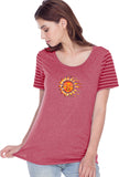 Sleeping Sun Striped Multi-Contrast Yoga Tee Shirt - Yoga Clothing for You