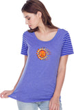 Sleeping Sun Striped Multi-Contrast Yoga Tee Shirt - Yoga Clothing for You