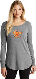 Sleeping Sun Triblend Long Sleeve Tunic Yoga Shirt - Yoga Clothing for You