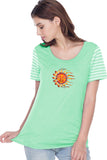 Sleeping Sun Striped Multi-Contrast Yoga Tee Shirt - Yoga Clothing for You