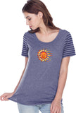 Sleeping Sun Striped Multi-Contrast Yoga Tee Shirt - Yoga Clothing for You