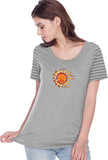 Sleeping Sun Striped Multi-Contrast Yoga Tee Shirt - Yoga Clothing for You