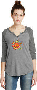 Sleeping Sun 3/4 Sleeve Vintage Yoga Tee Shirt - Yoga Clothing for You