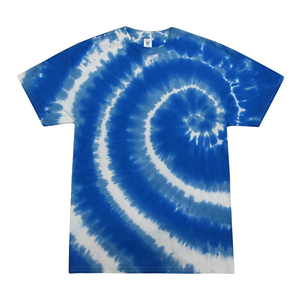 Tie Dye Multi Color Side Swirl Classic Fit Crewneck Short Sleeve T-shirt for Kids, Swirl Blue - Yoga Clothing for You