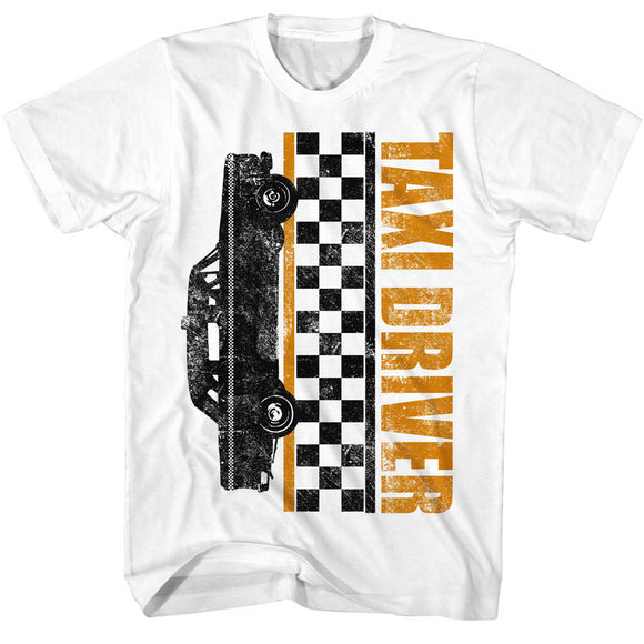 Taxi Driver T-Shirt Checkers White Tee - Yoga Clothing for You