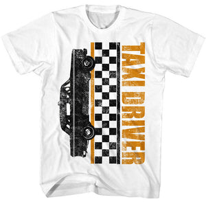 Taxi Driver Tall T-Shirt Checkers White Tee - Yoga Clothing for You