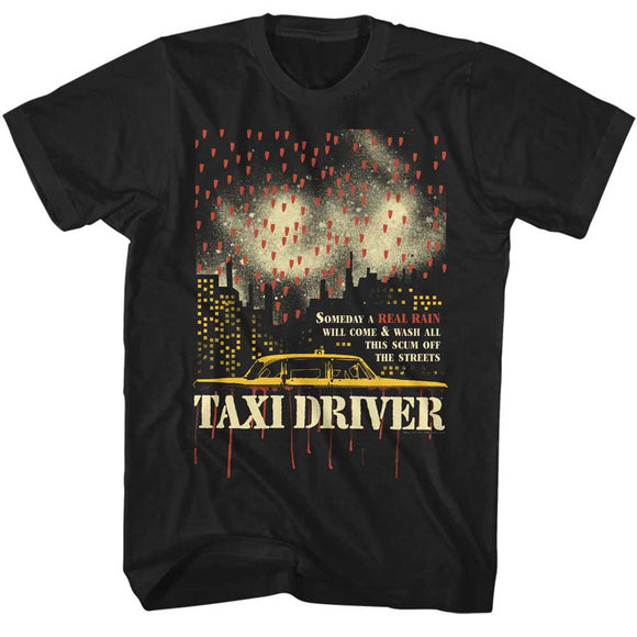 Taxi Driver Tall T-Shirt Someday a Real Rain Black Tee - Yoga Clothing for You
