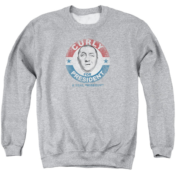 Three Stooges Sweatshirt Curly for President Athletic Heather - Yoga Clothing for You