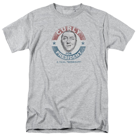 Three Stooges T-Shirt Curly for President Athletic Heather Tee - Yoga Clothing for You