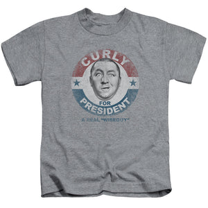 Three Stooges Boys T-Shirt Curly for President Athletic Heather Tee - Yoga Clothing for You