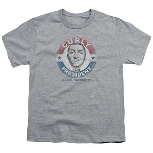 Three Stooges Kids T-Shirt Curly for President Athletic Heather Tee - Yoga Clothing for You